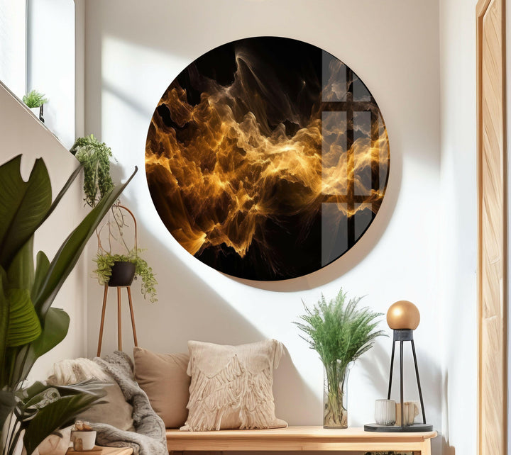 Feuerfunken Abstrakte Glaswandkunst
