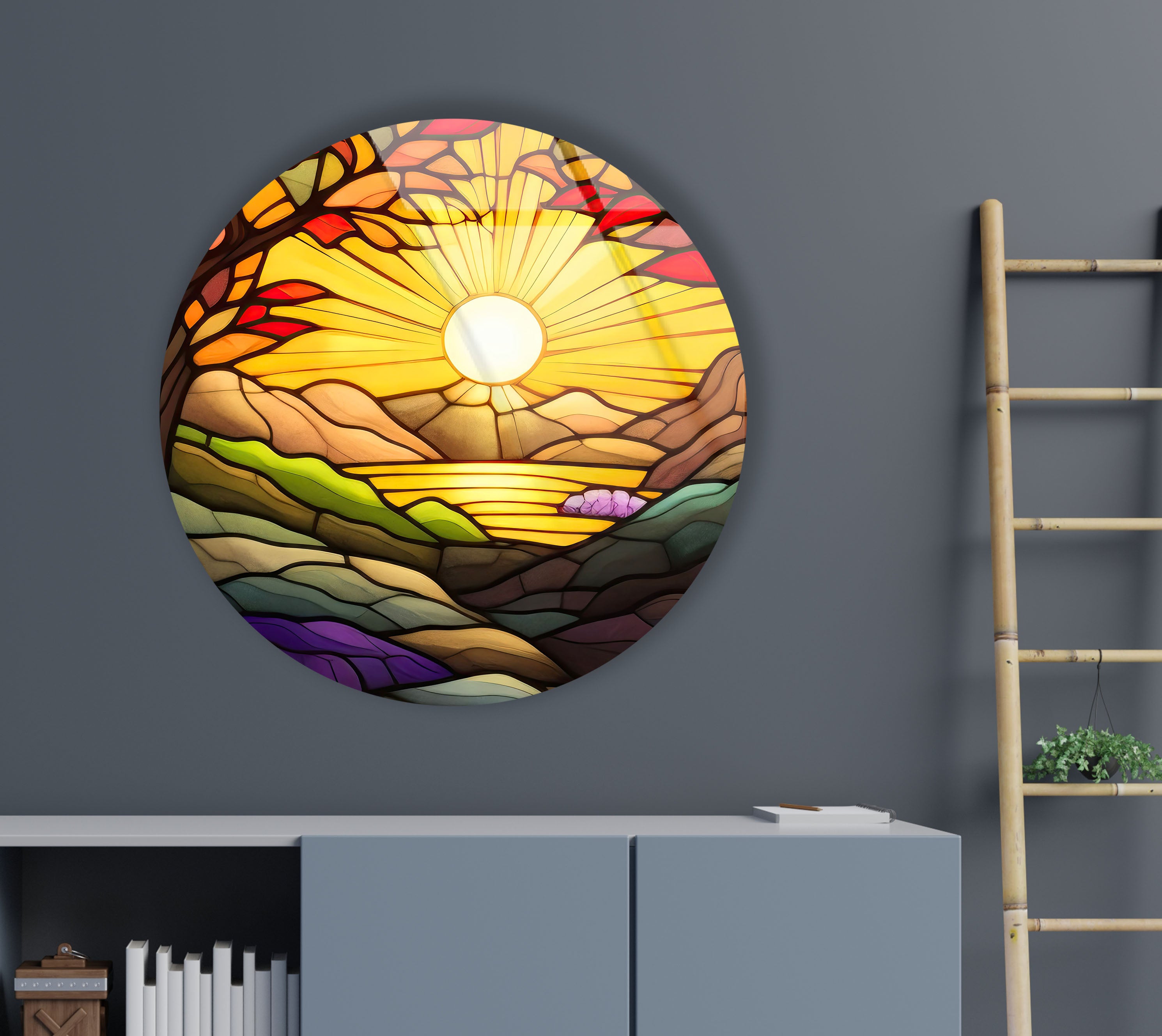 Stained Sunset Tempered Glass Wall Art