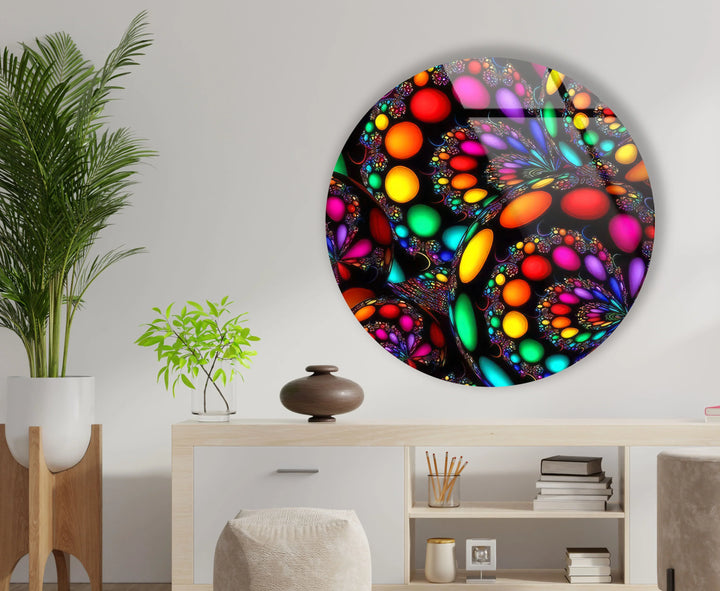 Psychedelic Fractal Wall Art – Round Color Explosion Glass Decor - MyPhotoStation