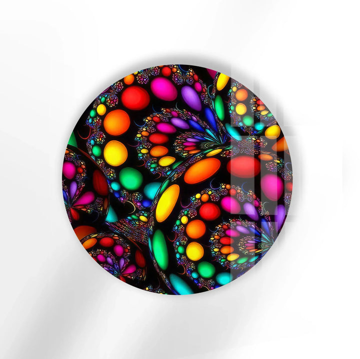 Psychedelic Fractal Wall Art – Round Color Explosion Glass Decor - MyPhotoStation