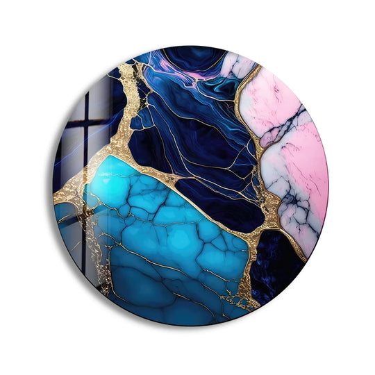 Highlighting the clean edge, this round tempered glass wall art showcases marble designs and reflects the best glass art with its captivating border.