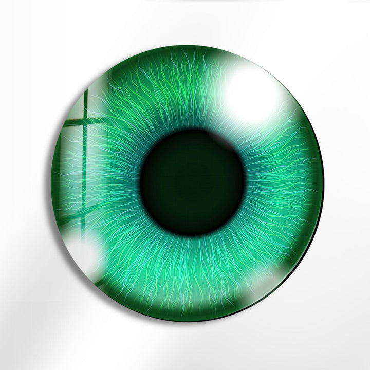 Green Eye Round Glass Wall Art large glass photo prints, glass wall photos
