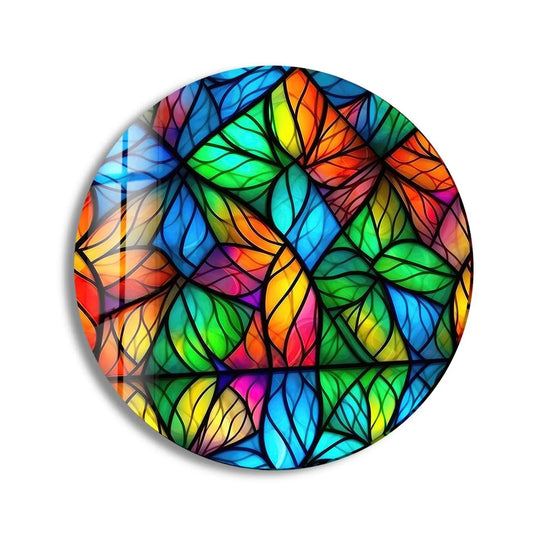 Showing the realistic detail, this stained glass wall art showcases a burst of colors and intricately shaped details, offering a sophisticated touch of decorative wall art.