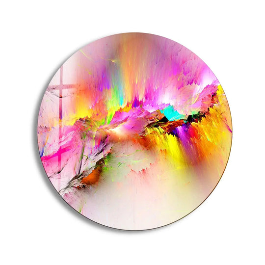 Depth and layers of colorful reflective abstract round glass wall art are accentuated with artistic design, creating a stunning example of best glass art.