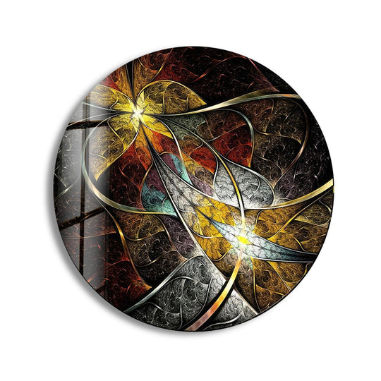 Featuring durable, high-quality glass, this round symmetrical fractal flower glass wall art offers a stunning home decoration with its intricate detailing and lustrous finish.