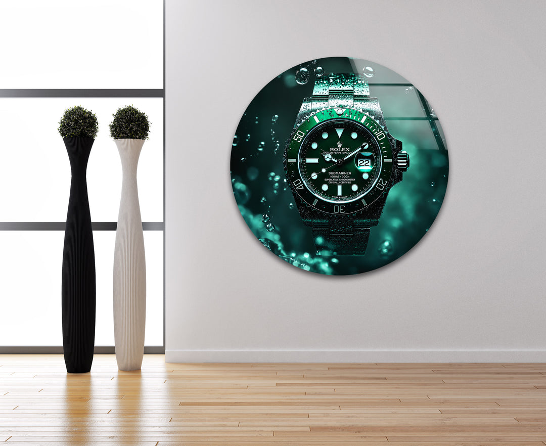 Orologio Rolex verde Quadri da Parete in Vetro