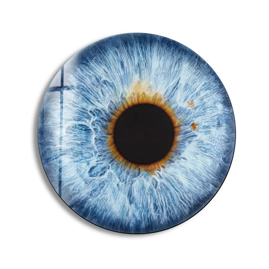 The layering effect in this realistic blue eye glass wall art showcases the best glass art through the swirling patterns and color gradations of the iris.