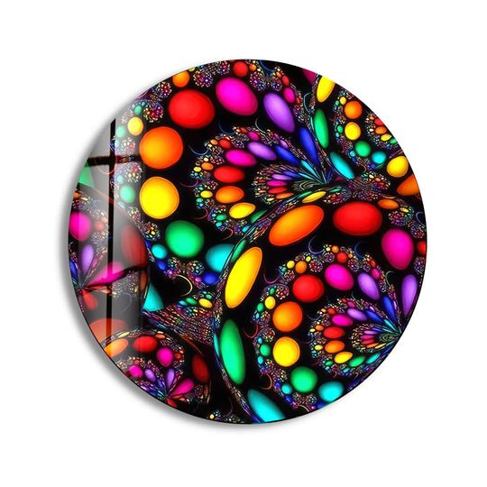 Exceptional art from glass is showcased in this psychedelic fractal glass decor, highlighting the round color explosion and luminous detail.
