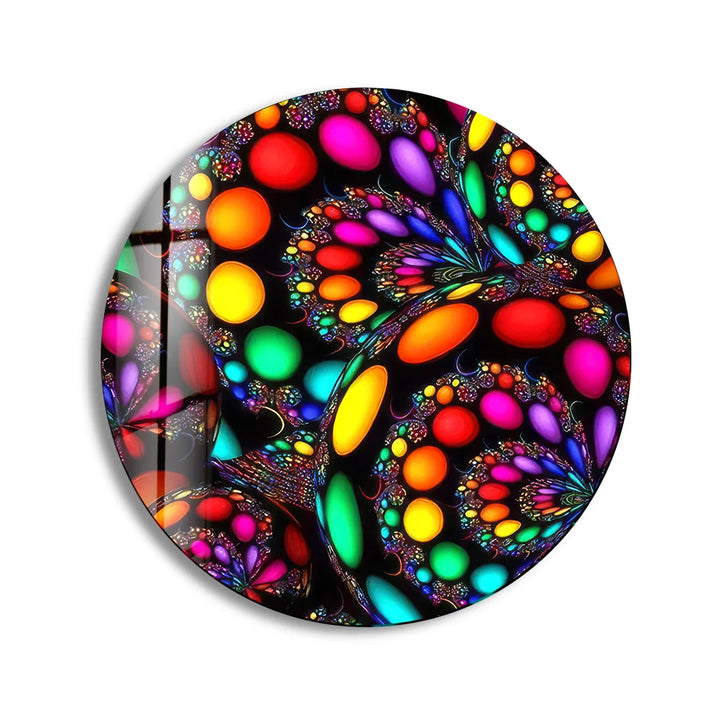 Psychedelic Fractal Wall Art – Round Color Explosion Glass Decor - MyPhotoStation