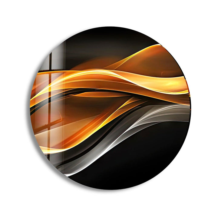 Silver & Gold Abstract Round Glass Wall Art print on glass, glass printed photos

