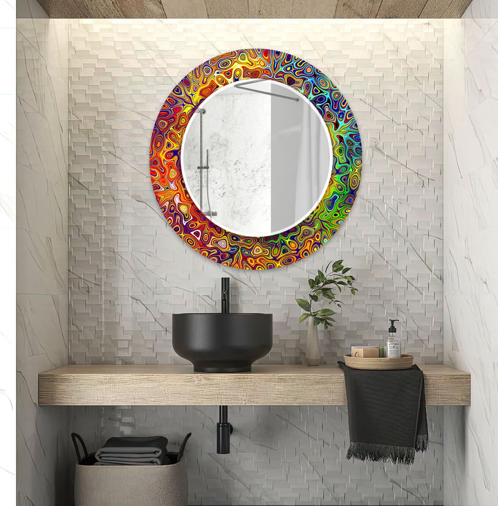 Stained Yellow Colored Wall Mirror Green Mirror	
