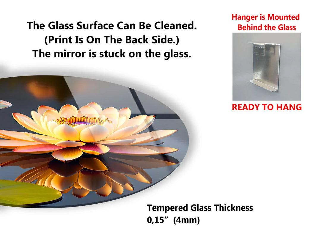 Water Lily Round Wall Art – Elegant Floral Glass Print for Zen-Inspired or Modern Home Decor - MyPhotoStation