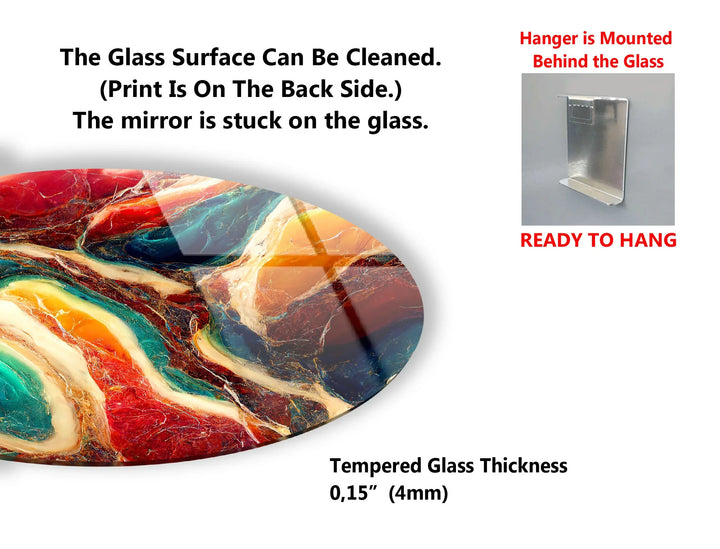 Colorful Marble Swirl Round Wall Art – Abstract Glass Decor with Earthy Tones & Gemstone Texture - MyPhotoStation