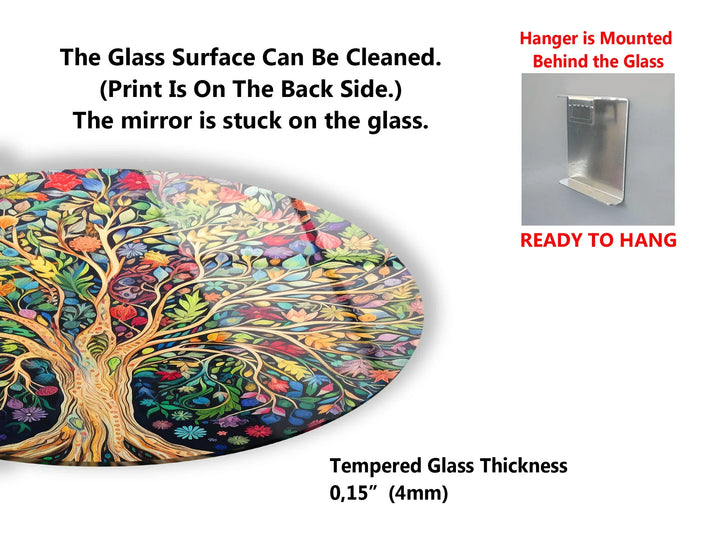 Colorful Tree of Life Wall Art – Round Glass Print with Vibrant Botanical Design for Nature-Inspired Home Decor - MyPhotoStation