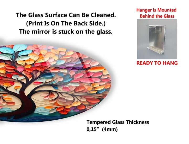 Whimsical Rainbow Tree Round Wall Art – Multicolor Glass Wall Decor for Living Room & Office - MyPhotoStation