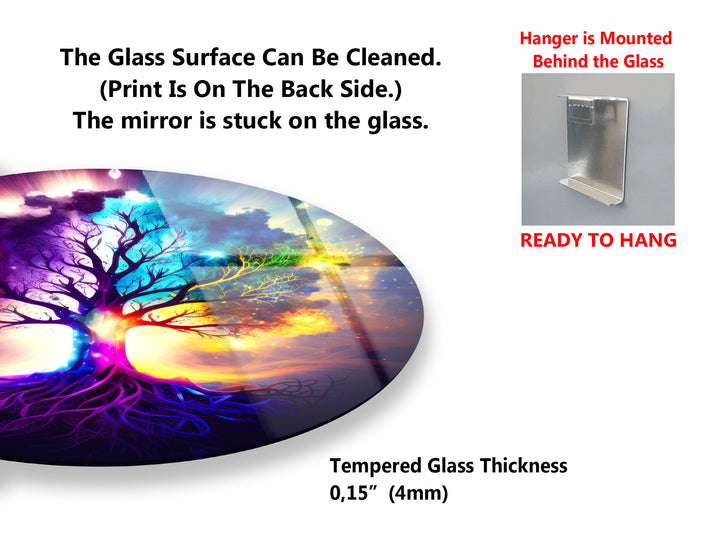Galaxy Tree of Life Wall Art – Vibrant Round Glass Wall Decor for Home & Office
