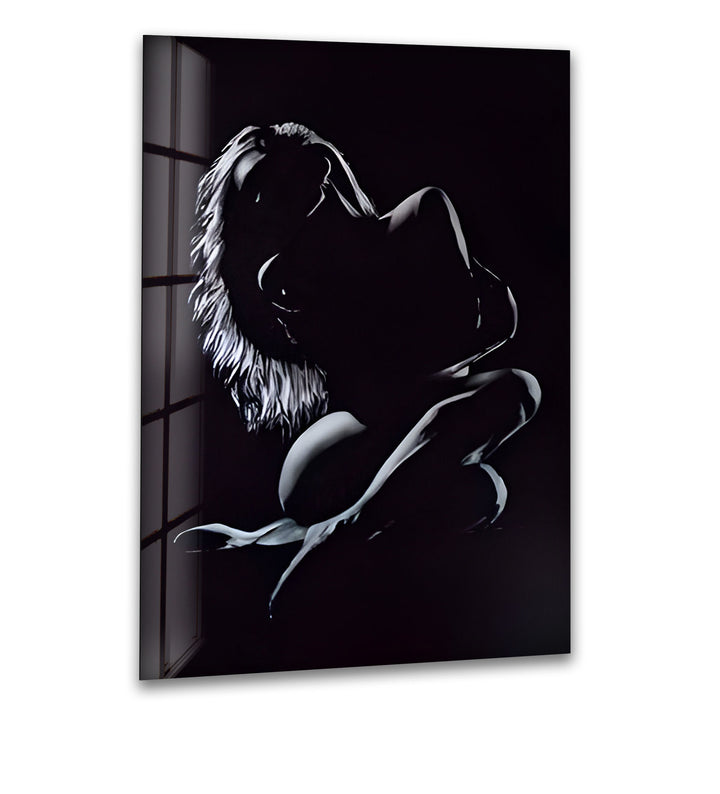 Elegante Akt-Silhouette – Sinnliche Wandkunst in Schwarz-Weiß