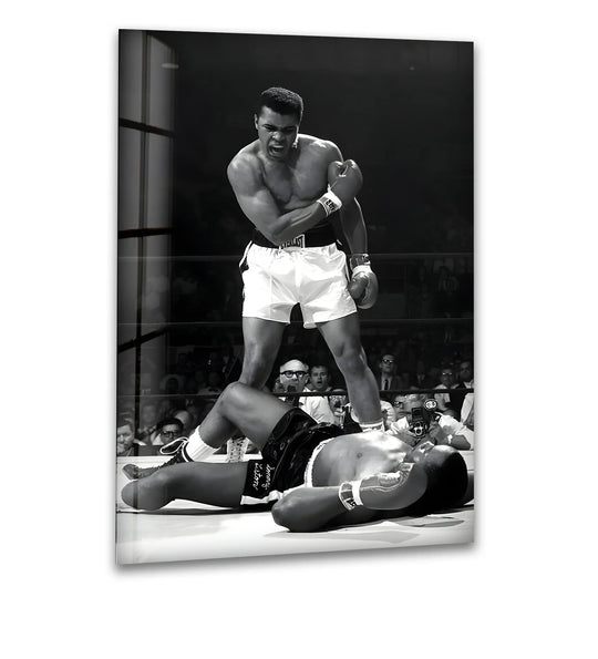 Muhammad Ali: The Greatest Knockout Moment on Glass Wall Art
