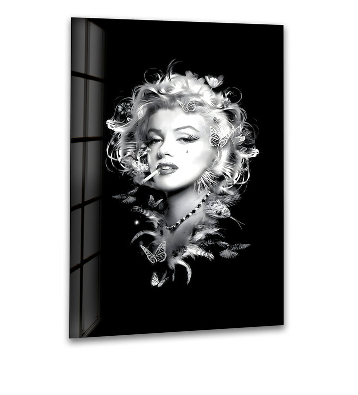 Marilyn Monroe: Timeless Black and White Icon on Glass Wall Art
