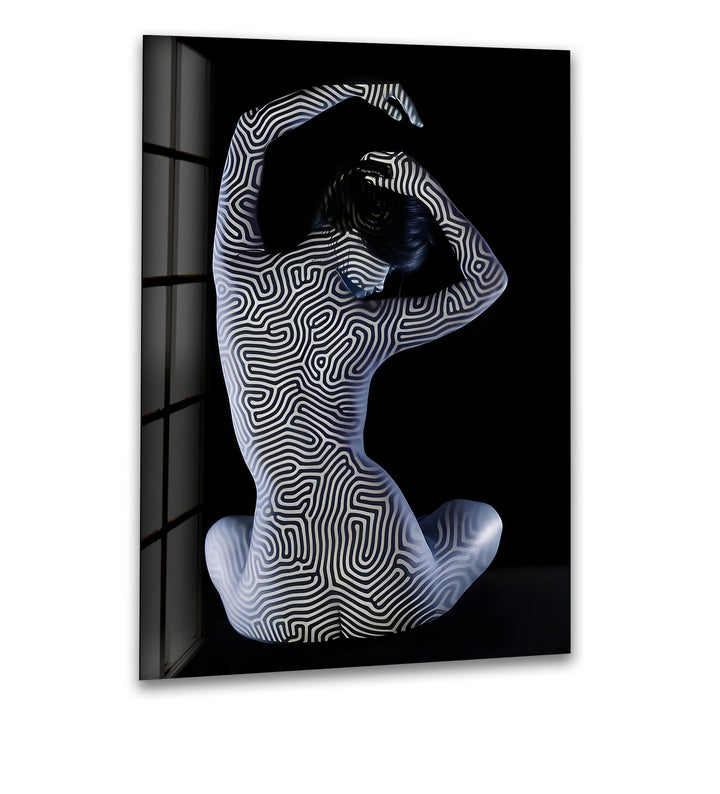 Abstrakte Körperkunst – Schwarz-Weiß-geometrische Akt-Wandkunst