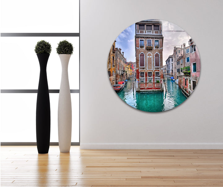 Venedig Kanal Glaswandkunst – Historisches italienisches Architekturdekor