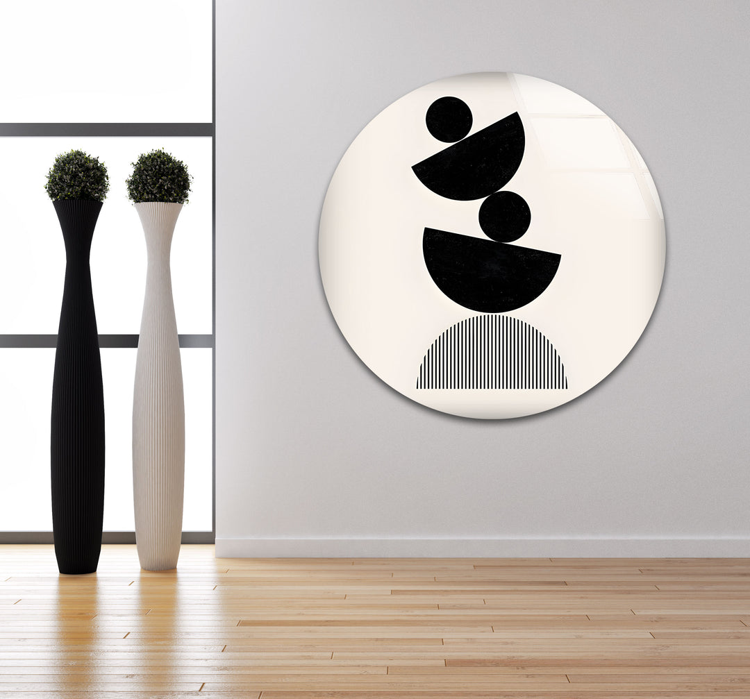 Abstrakte geometrische Kunst in Schwarzweiß – Moderner minimalistischer Wanddruck