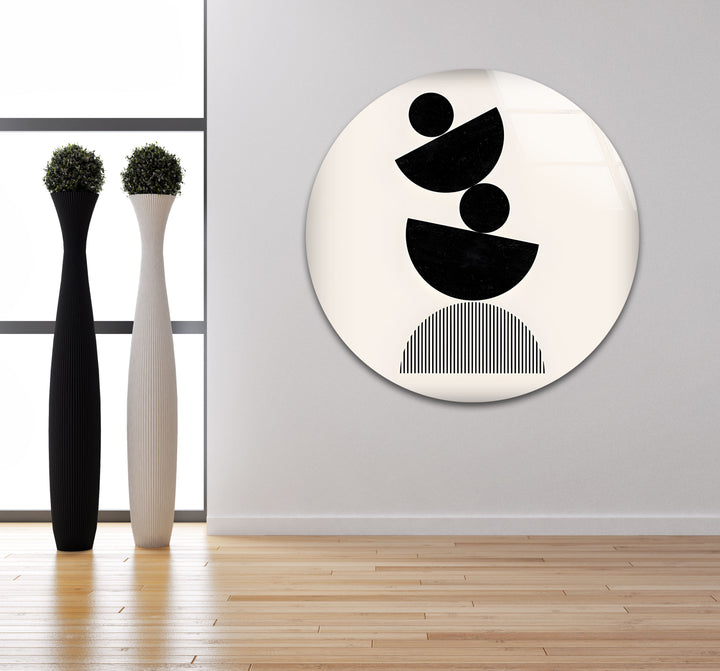 Abstrakte geometrische Kunst in Schwarzweiß – Moderner minimalistischer Wanddruck
