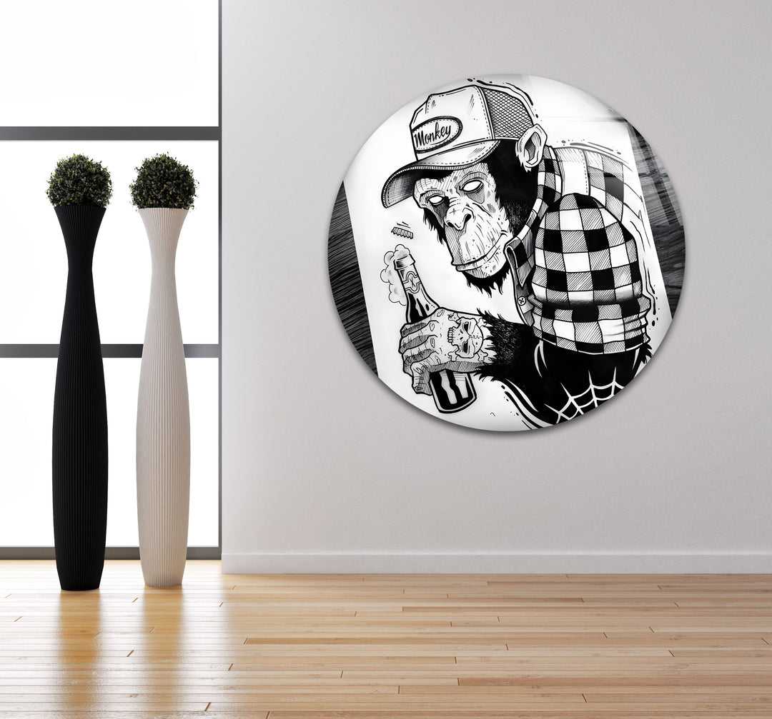 Black and White Urban Monkey Art for Contemporary Wall Decor
