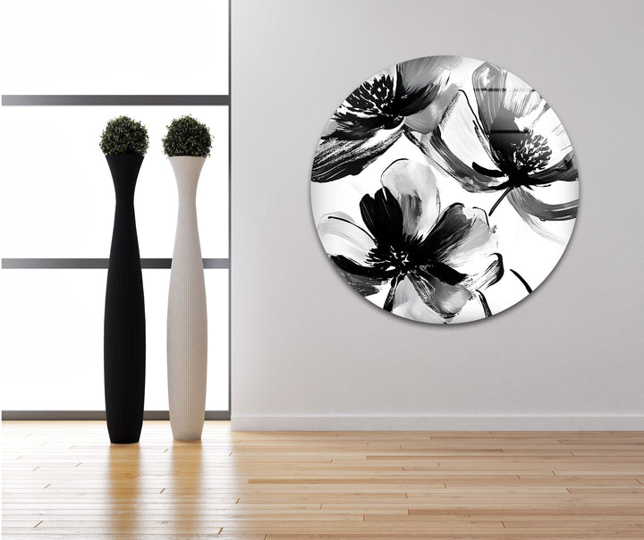 Modern abstract floral glass wall art, perfect for stylish and contemporary interiors.
