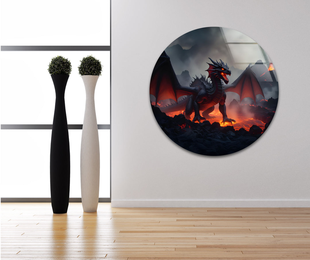 Let the fiery intensity of this red dragon artwork transform your space with its captivating energy.
