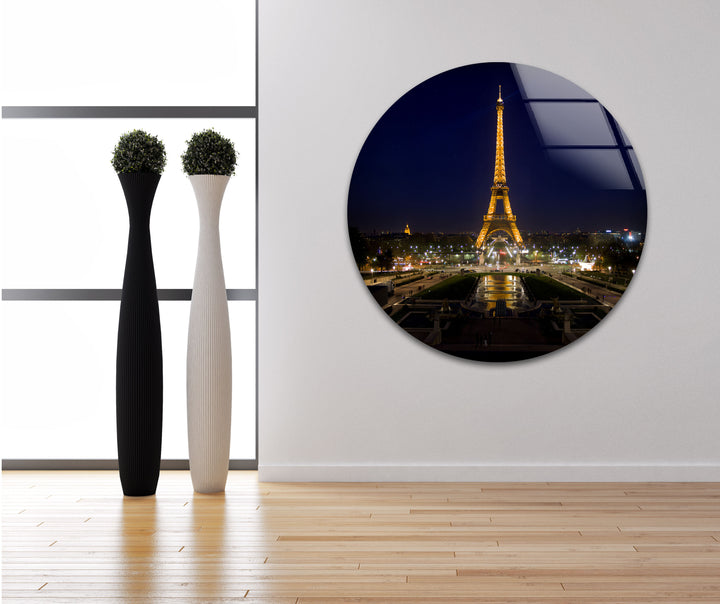 Eiffelturm-Wandkunst aus Glas – Skyline von Paris bei Nacht