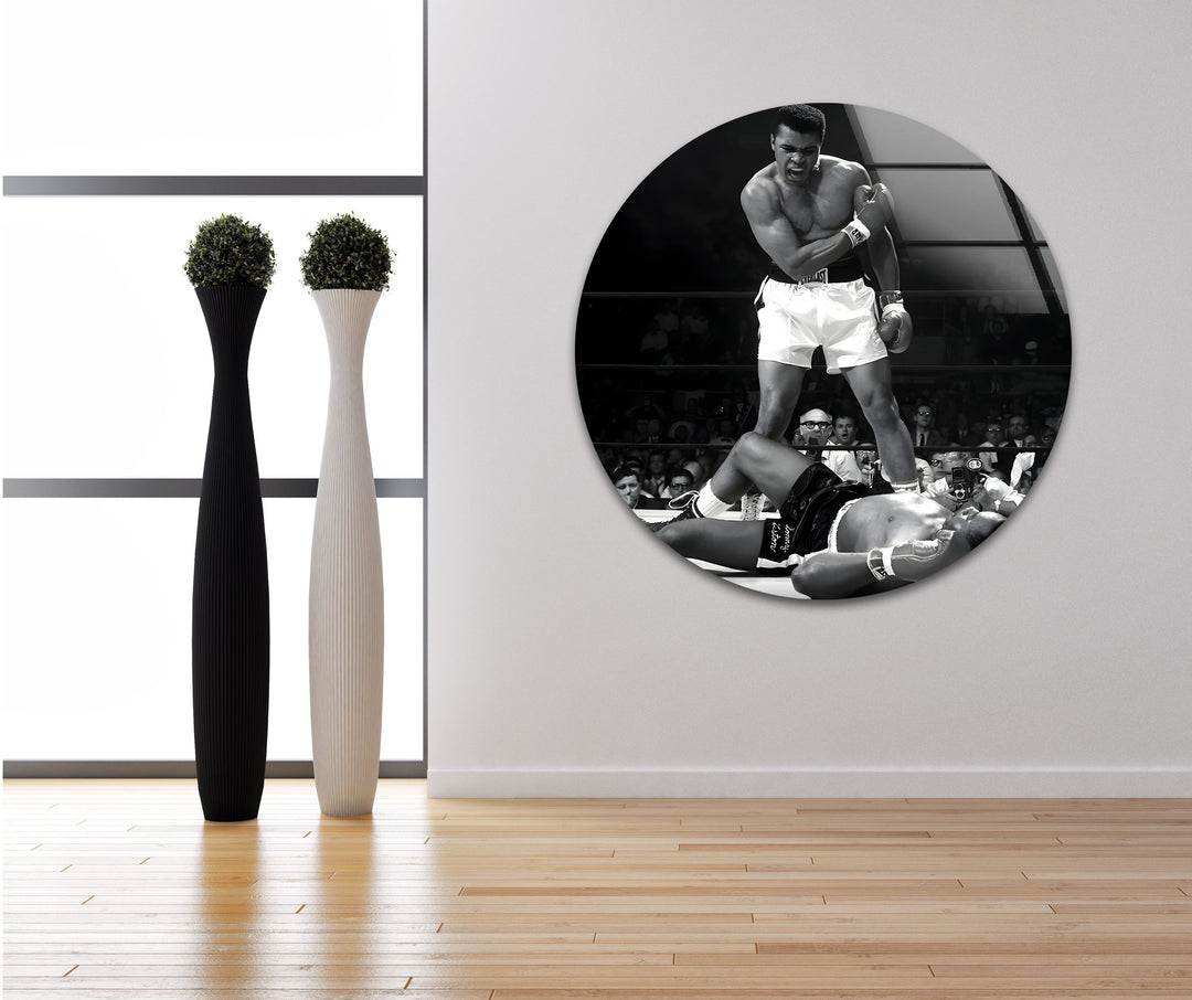 Muhammad Ali: Boxing Legend in Action on Glass Wall Art
