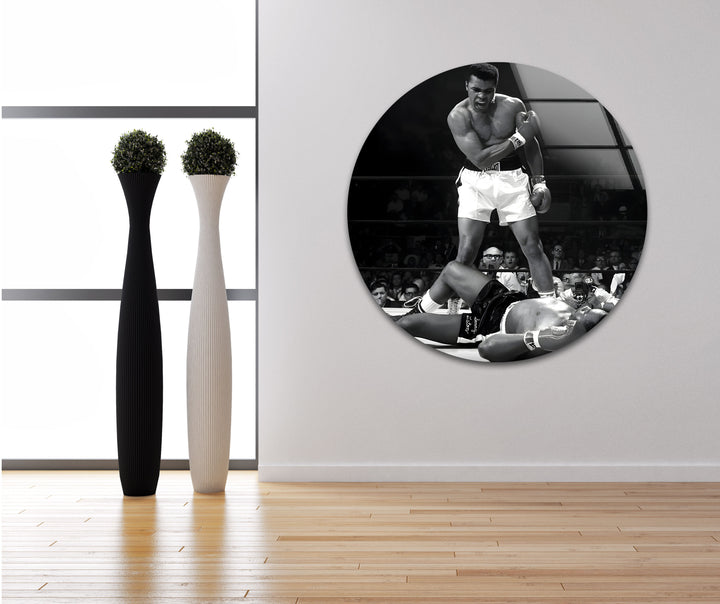 Muhammad Ali: Boxing Legend in Action on Glass Wall Art
