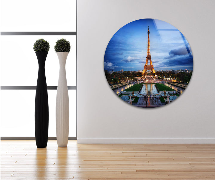 Eiffelturm-Wandkunst aus Glas – Skyline von Paris bei Nacht