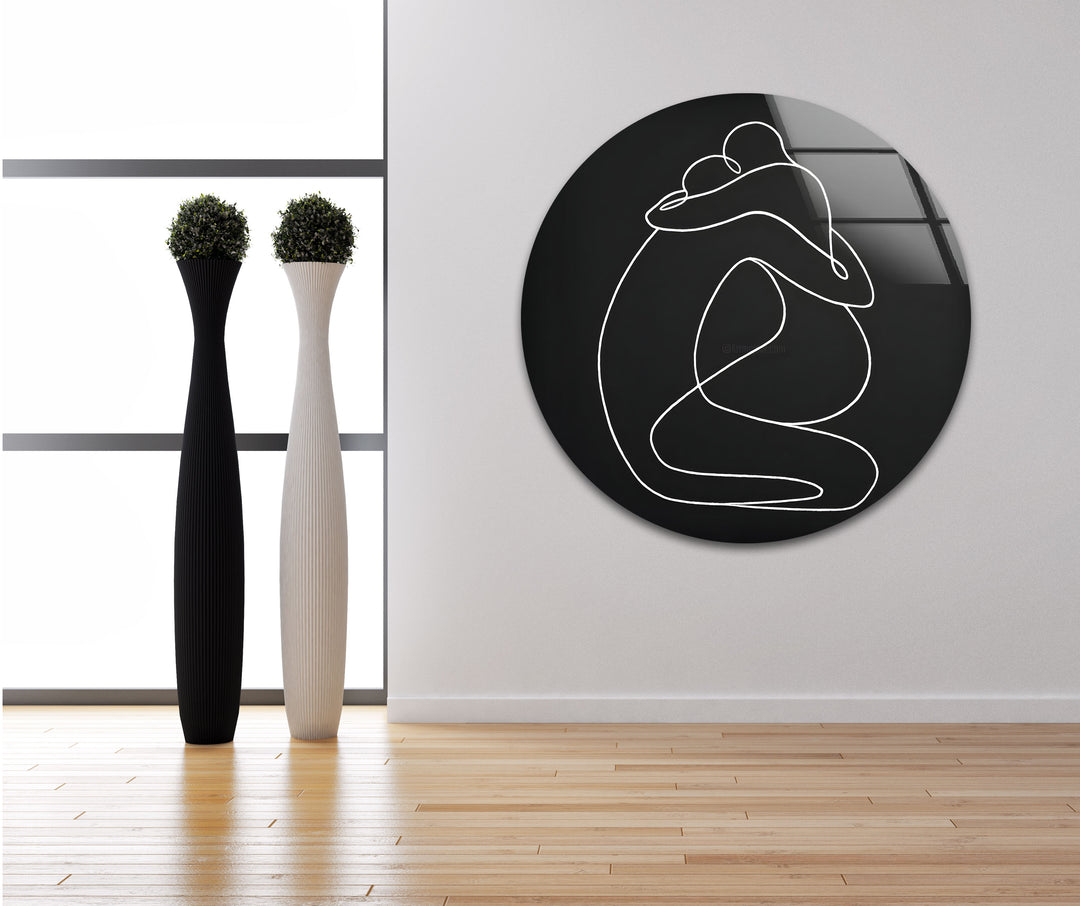 Couple's Embrace: A romantic, minimalist line art design, perfect for any modern decor.
