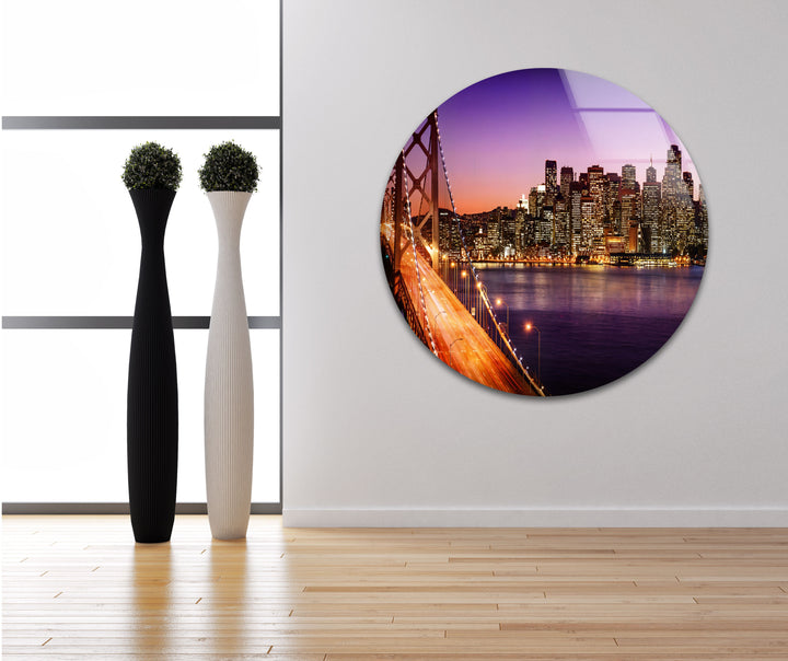 San Francisco Glaswandkunst – Bay Bridge und Lichter der Stadt