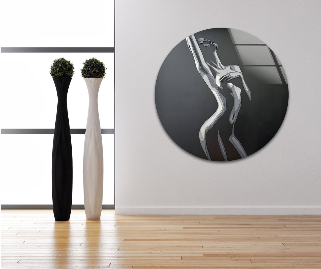 Abstrakte Aktskulptur – Moderner Schwarz-Weiß-Fine-Art-Wanddruck