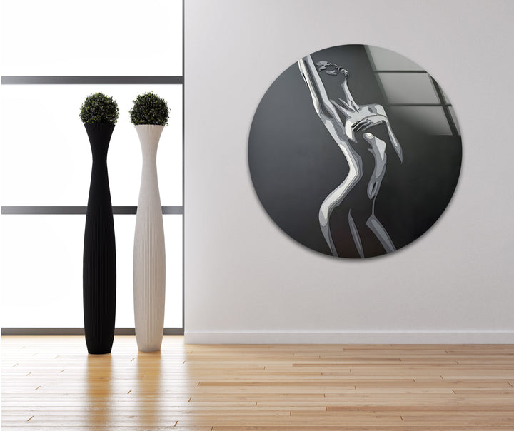 Abstrakte Aktskulptur – Moderner Schwarz-Weiß-Fine-Art-Wanddruck