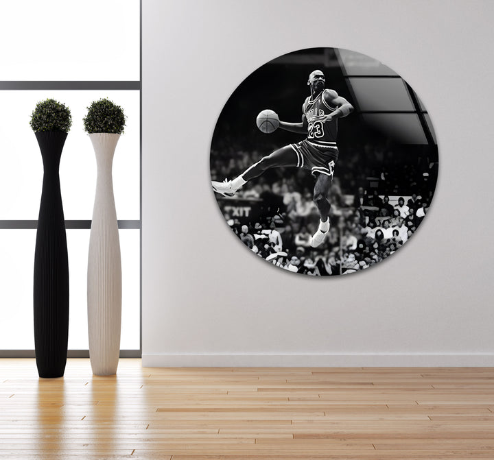 A powerful black and white wall art showcasing the legacy of the greatest basketball player of all time.

