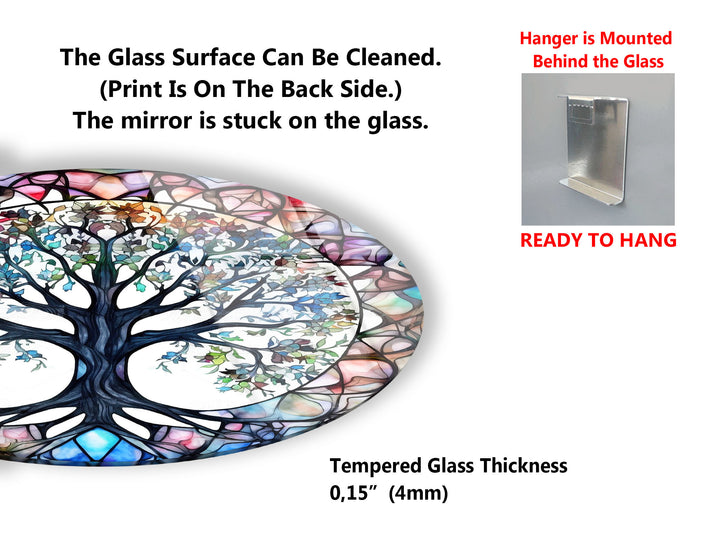 Stained Glass Tree of Life Round Wall Art – Vibrant Symbolic Glass Decor