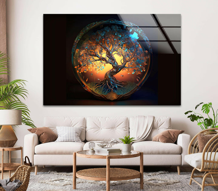 Tree Of Life Round Glass Wall Art, custom glass pictures, glass art prints
