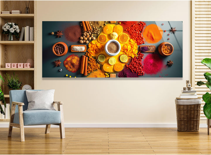 Various Spices Glass Wall Art, glass photo prints, glass picture prints