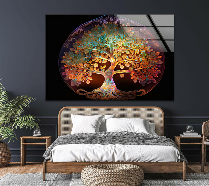 Life Of Tree Round Glass Wall Art, glass pictures for Wall, glass prints wall art