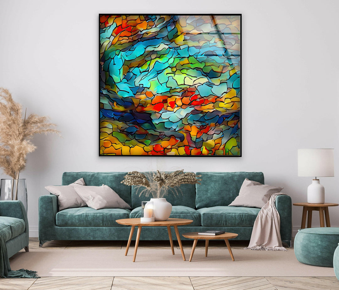 Stanied Colorful Mosaics Glass Wall Art glass pictures for Wall, glass prints wall art