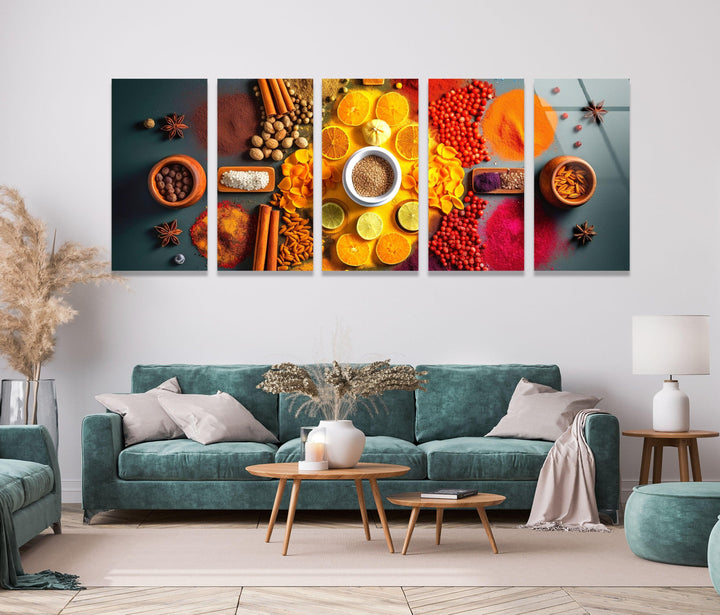 Various Spices Glass Wall Art, glass wall decor, glass wall art decor