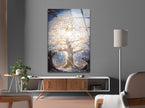 a painting of a tree in a living room