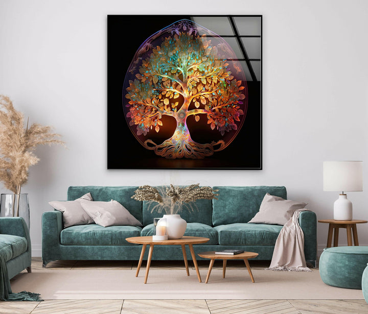 Life Of Tree Round Glass Wall Art, glass photo prints, glass picture prints