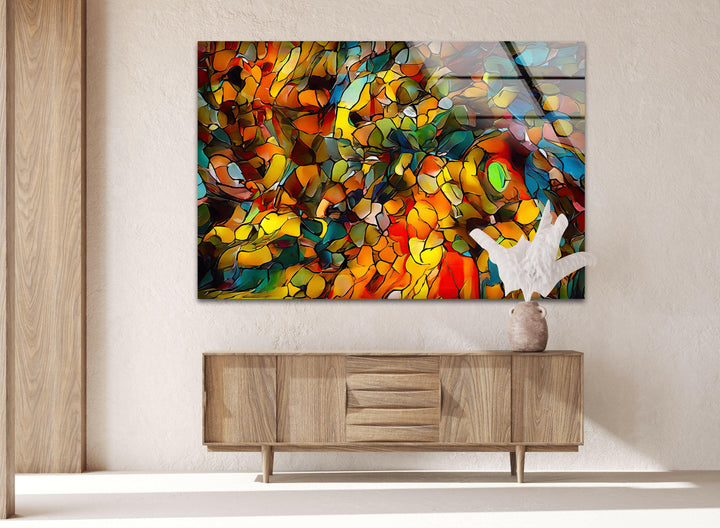 Mosaic Colored Stained Glass Wall Art Glass Printing Wall Art, Print photos on glass