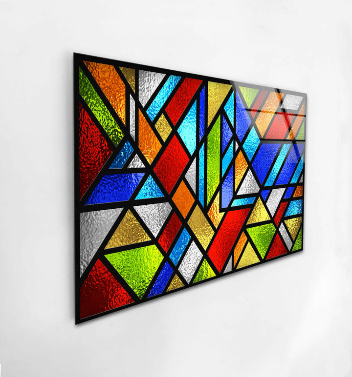 Stanied Colored Geometric Glass Wall Art glass pictures for Wall, glass prints wall art