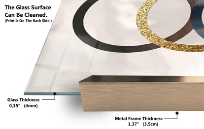 a close up of a metal frame with a gold ring on it